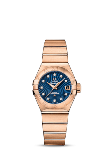 Omega Constellation Co-Axial 27 Brushed Red Gold / Blue Supernova